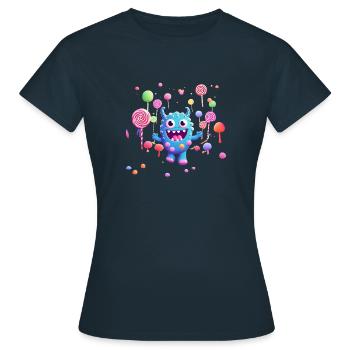 süsses und lustiges knuddel-kuschel monster kinder - Frauen T-Shirt - Navy - Vorne - AI Model Female 172 dark (172cm)