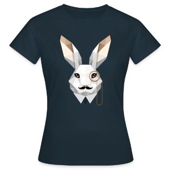 Élégant lapin de Pâques avec monocle et moustache - T-shirt Femme - marine - Devant - AI Model Female 172 dark (172cm)
