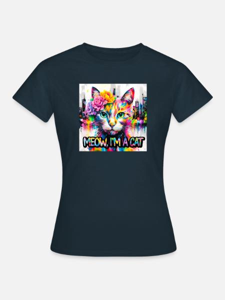 Kunstvolle katze - Frauen T-Shirt - Navy