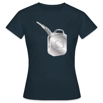 Bidon de carburant avec goulot de remplissage – Aspect métallique - T-shirt Femme - marine - Devant - AI Model Female 172 dark (172cm)