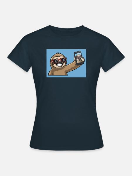 Cooler Sloth Selfie Design - Frauen T-Shirt - Navy