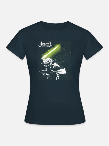 Star Wars Meister Yoda Mit Grünem Lichtschwert - Frauen T-Shirt - Navy