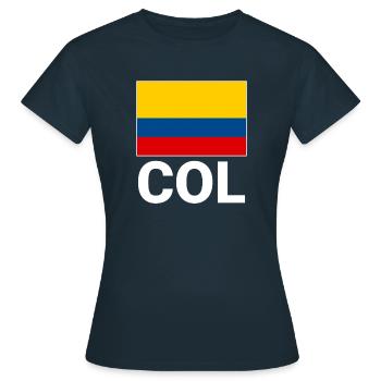 Drapeau de la Colombie avec l’abréviation COL - T-shirt Femme - marine - Devant - AI Model Female 172 dark (172cm)