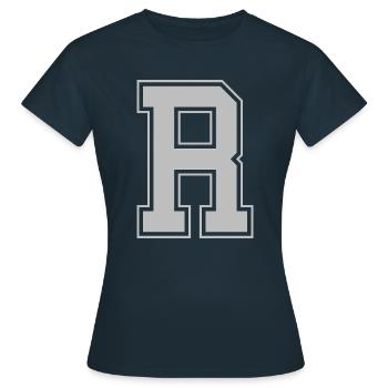 Monogramm Blue Grey College House Initial R - Frauen T-Shirt - Navy - Vorne - AI Model Female 172 dark (172cm)