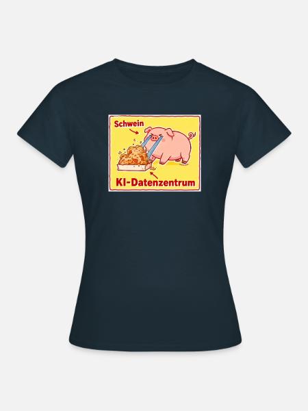 Schwein KI-Datenzentrum Cartoon - Frauen T-Shirt - Navy