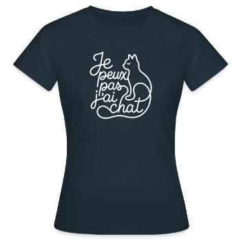 Je peux pas, j'ai chat - T-shirt Femme - marine - Devant - AI Model Female 172 dark (172cm)