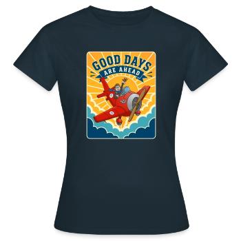 Good Days Are Coming – Retro Airplane - Women's T-Shirt - navy - Front - AI Model Female 172 dark (172cm)