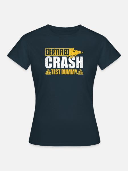 Zertifizierte Crashtest-Dummy – Schneemobil-Schlittenhals - Frauen T-Shirt - Navy