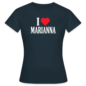 nom du t-shirt J’adore Marianna idée cadeau t-shirt - T-shirt Femme - marine - Devant - AI Model Female 172 dark (172cm)