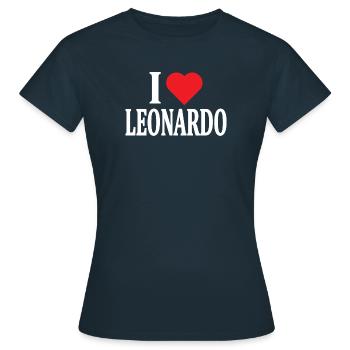 nom du t-shirt J’adore l’idée cadeau du t-shirt Leonardo - T-shirt Femme - marine - Devant - AI Model Female 172 dark (172cm)