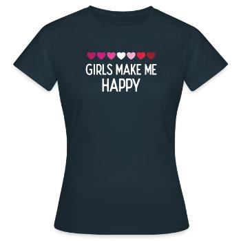 Pride Month LGBTQ - Girls Make Me Happy - Women's T-Shirt - navy - Front - AI Model Female 172 dark (172cm)