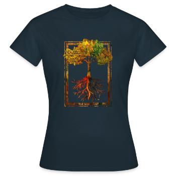 Mère nature cadre racines arbre arborvitae - T-shirt Femme - marine - Devant - AI Model Female 172 dark (172cm)