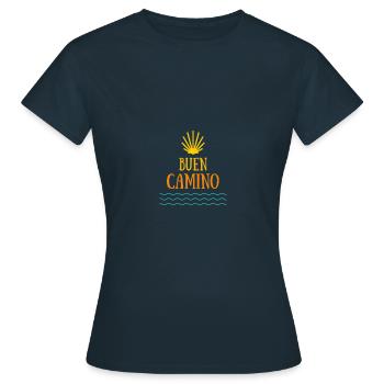Buen Camino - Jakobsweg to Santiago de Compostela - Frauen T-Shirt - Navy - Vorne - AI Model Female 172 dark (172cm)