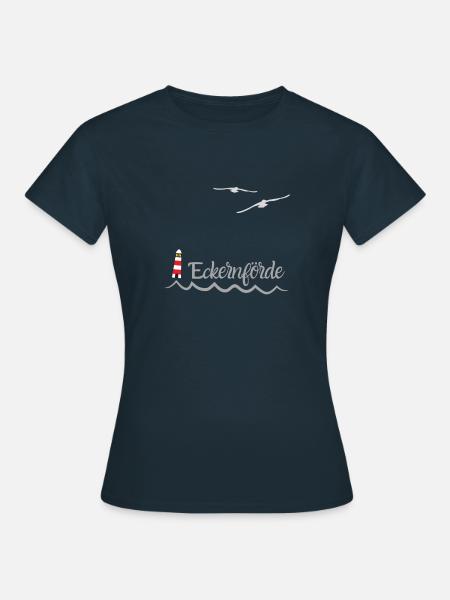 Eckernförde Möwen Wellen Ostsee - Frauen T-Shirt - Navy