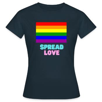 spread Love - Frauen T-Shirt - Navy - Vorne - AI Model Female 172 dark (172cm)
