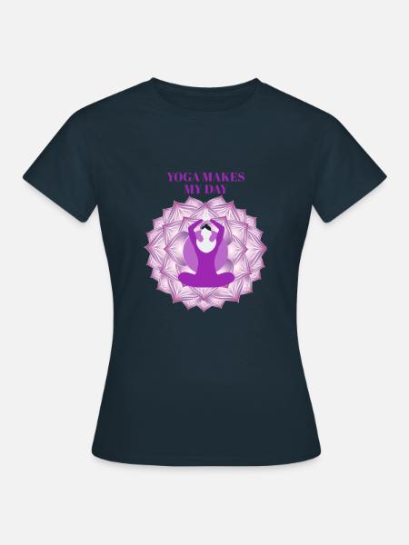 Yoga Makes My Day - Women's T-Shirt - navy