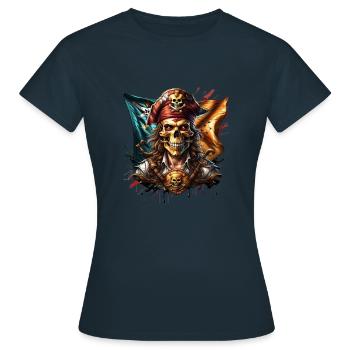 Pirat - Frauen T-Shirt - Navy - Vorne - AI Model Female 172 dark (172cm)
