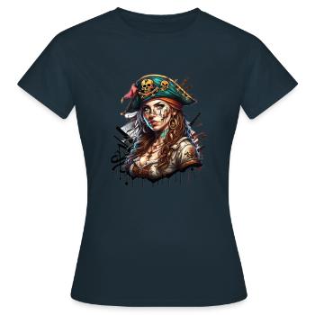 Piratinn - Frauen T-Shirt - Navy - Vorne - AI Model Female 172 dark (172cm)