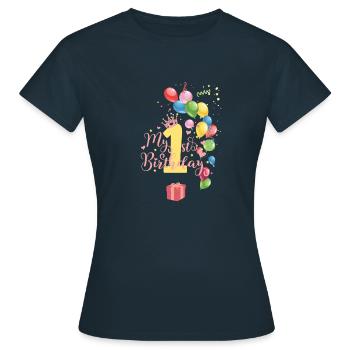 Mein erster Geburtstag - Frauen T-Shirt - Navy - Vorne - AI Model Female 172 dark (172cm)