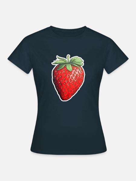 Erdbeere einzeln - Frauen T-Shirt - Navy