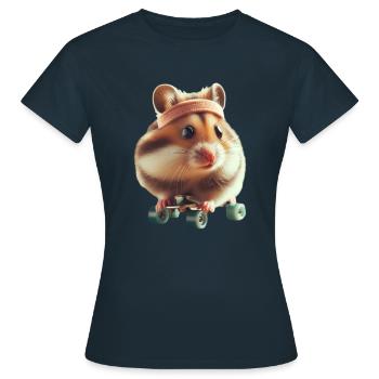 Athlete Skateboarding Hamster - Frauen T-Shirt - Navy - Vorne - AI Model Female 172 dark (172cm)