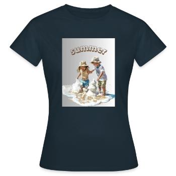 Colorful 70s Style Women Empowerment T shirt 1 - T-shirt Femme - marine - Devant - AI Model Female 172 dark (172cm)