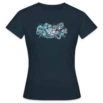Motif Fleur Bleue - T-shirt Femme - marine - Devant - AI Model Female 172 dark (172cm)