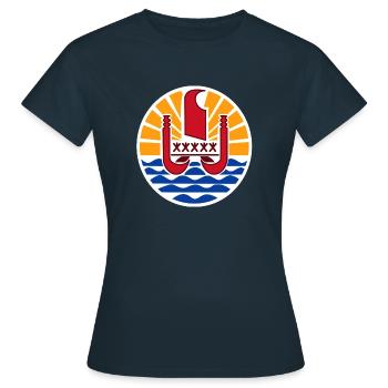 Nationalwappen von Französisch-Polynesien - Frauen T-Shirt - Navy - Vorne - AI Model Female 172 dark (172cm)