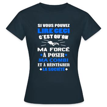 Si vous pouvez lire ceci t-shirt plongée cadeau - T-shirt Femme - marine - Devant - AI Model Female 172 dark (172cm)