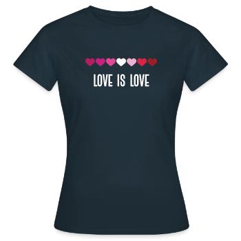 LGBT Pride Month - Love is Love (Lesbian) - Women's T-Shirt - navy - Front - AI Model Female 172 dark (172cm)