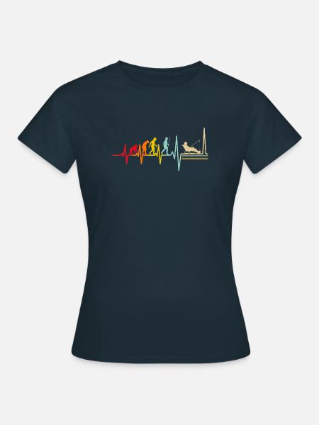 Evolution Fischer Herzschlag Retro - Frauen T-Shirt - Navy