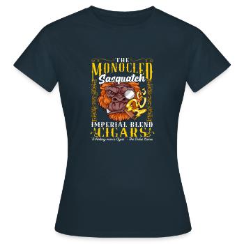 Zigarre Tabak Sasquatch Rauchen Bigfoot Zigarren - Frauen T-Shirt - Navy - Vorne - AI Model Female 172 dark (172cm)