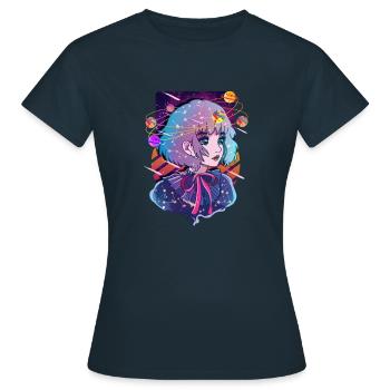 Anime Solar System Dizzy Planets - Women's T-Shirt - navy - Front - AI Model Female 172 dark (172cm)