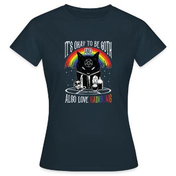 LGBT Goth Rainbows Black Cat Pentagram Pentacle - Women's T-Shirt - navy - Front - AI Model Female 172 dark (172cm)