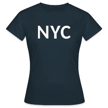 NYC Schriftzug - Frauen T-Shirt - Navy - Vorne - AI Model Female 172 dark (172cm)