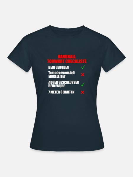 Handball Torwart Checkliste - Frauen T-Shirt - Navy