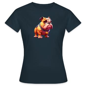 Bully the Cartoon Bulldog 1 - Frauen T-Shirt - Navy - Vorne - AI Model Female 172 dark (172cm)