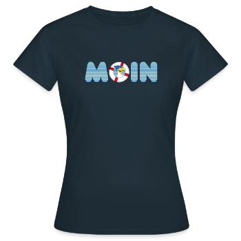 Moin Möve mit Rettungsring - Frauen T-Shirt - Navy - Vorne - AI Model Female 172 dark (172cm)
