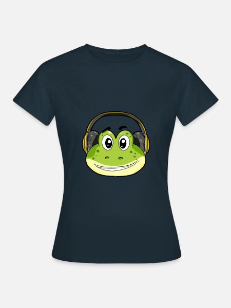 Frosch mit Kopfhörer - Frauen T-Shirt - Navy