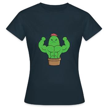 Trainierter Kaktus Bodybuilder Geschenk - Frauen T-Shirt - Navy - Vorne - AI Model Female 172 dark (172cm)