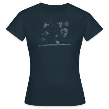 sketchbookpage 2 for white - Women's T-Shirt - navy - Front - AI Model Female 172 dark (172cm)