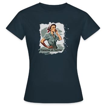 Ferociter et fortiter - Women's T-Shirt - navy - Front - AI Model Female 172 dark (172cm)