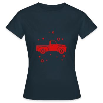 Auto - Pick Up - Oldtimer - Nostalgisch - Frauen T-Shirt - Navy - Vorne - AI Model Female 172 dark (172cm)