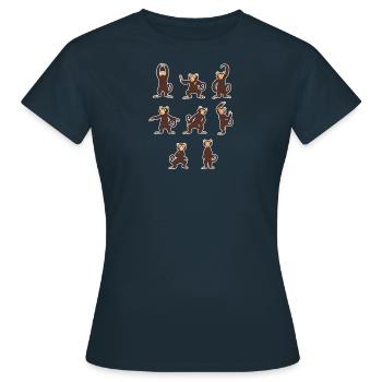 Tai Chi Chuan Martial Arts Affe TShirt Taijiquan - Frauen T-Shirt - Navy - Vorne - AI Model Female 172 dark (172cm)
