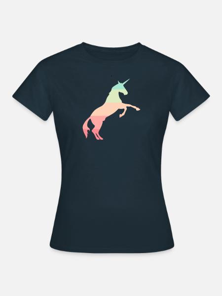 Regenbogen Einhorn - Frauen T-Shirt - Navy