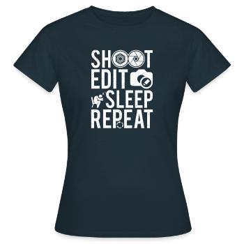 Prise de vue Edit Sommeil Répéter photographie Appareil photo Cadeau - T-shirt Femme - marine - Devant - AI Model Female 172 dark (172cm)