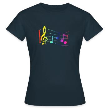 Noten - Musik - Frauen T-Shirt - Navy - Vorne - AI Model Female 172 dark (172cm)
