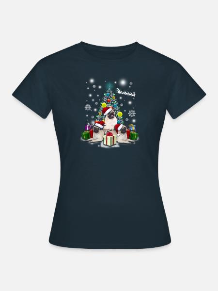 Mops Weihnachten - Frauen T-Shirt - Navy