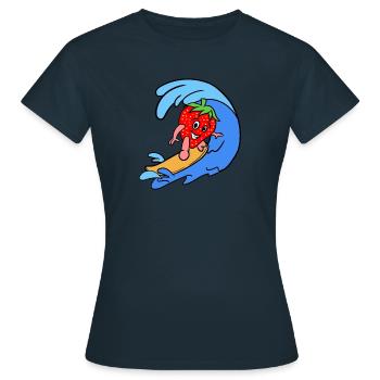 Sportliche Erdbeere - Frauen T-Shirt - Navy - Vorne - AI Model Female 172 dark (172cm)