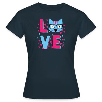 Katzenliebhaber-Jungen-Mädchen scherzt Liebes-Katzen-Haustier-Tier - Frauen T-Shirt - Navy - Vorne - AI Model Female 172 dark (172cm)